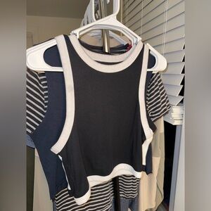 Black and White Sleeveless Crop Tank Top